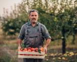 Maraîcher tenant une cagettes de pommes