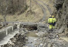 Travaux suite aux inondations de janvier 2020 secteur d'Axat dans l'Aude.