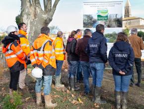 Visite de chantier des travaux de rétablissement de la continuité écologique du Fresquel à Pennautier.