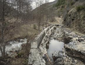 Travaux suite aux inondations de janvier 2020 secteur d'Axat dans l'Aude.