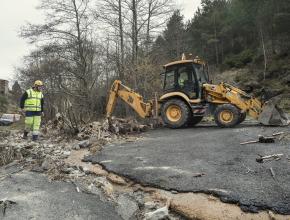 Travaux suite aux inondations de janvier 2020 secteur d'Axat dans l'Aude.