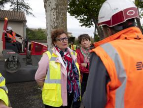 Visite chantier routes Tamara Rivel à Labastide-d'Anjou.