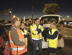 Visite des travaux nocturnes de la rocade est de Narbonne avec la présidente du Département de l'Aude Hélène Sandragné