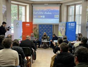 t la présidente du Département, Hélène Sandragné, le président de la chambre d'agriculture de l'Aude, Philippe Vergnes, et Didier Aldebert, président délégué de l'agence de développement touristique de l'Aude