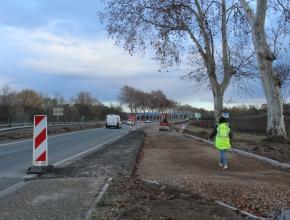 Visite de chantier de la voie cyclable Pennautier dans l'Aude.