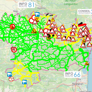 La situation du réseau routier dans l'Aude ce lundi 19 janvier au matin. Inforoute11.fr