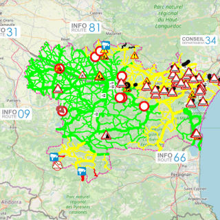 L'état du réseau routier ce mardi 20 janvier au matin, dans l'Aude.