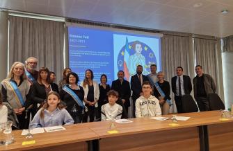 Annonce du nouveau nom du collège de Grazailles, à Carcassonne, qui sera Simone Veil