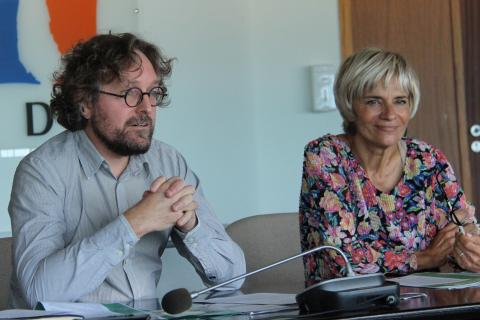 FRANCIS MORLON ET HELENE SANDRAGNE VICE PRESIDENT ET PRESIDENTE DU DEPARTMENT DE L'AUDE