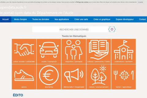 page d'accueil portail open data de l'Aude