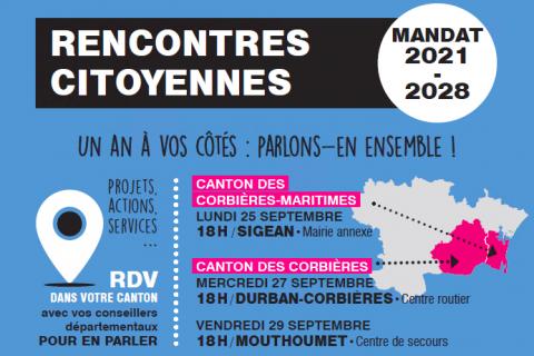 affiche des rencontres citoyennes dans les Corbières, département de l'aude