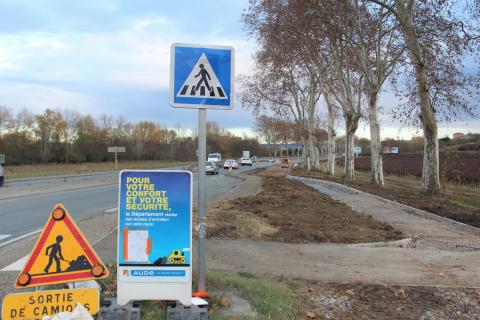 Visite de chantier de la voie cyclable Pennautier dans l'Aude.