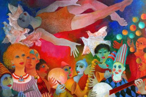 Zavatta monte au ciel (huile sur toile, 135 x 206 cm, 1994)