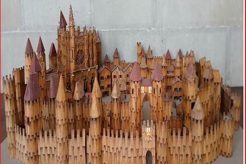 Maquette en allumettes de la Cité de Carcassonne
