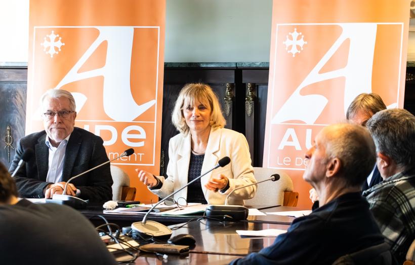 Hervé Baro, vice-président du Département et président de l'association mission patrimoine mondial, et Hélène Sandragné, présidente du Département de l'Aude.