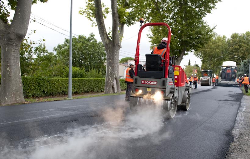 Visite chantier routes Tamara Rivel à Labastide-d'Anjou.