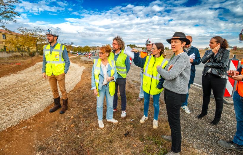 Visite de chantier de l'allongement de la piste cyclable de Montredon-des-Corbières