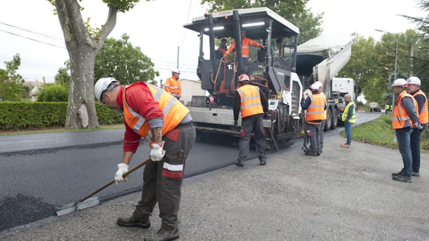 Visite chantier routes Tamara Rivel à Labastide-d'Anjou.