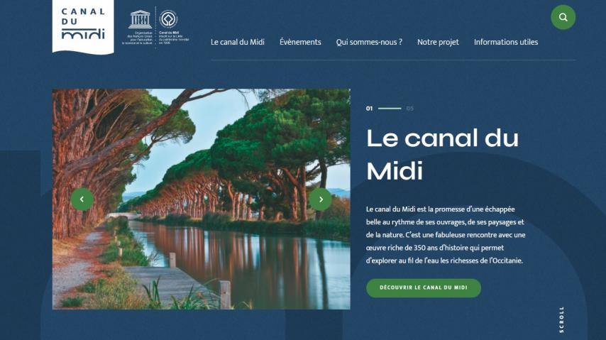 page d'accueil du site internet du canal du midi