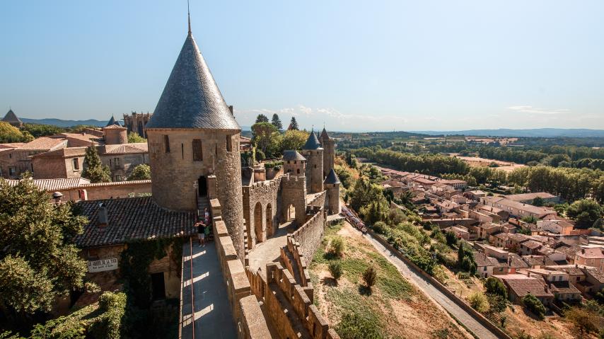 Vue sur la plaine depuis la Cité de Carcassonne