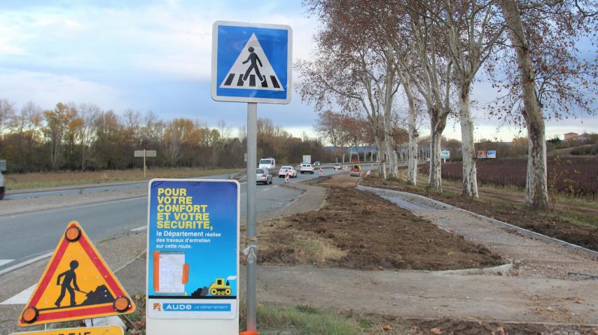 Visite de chantier de la voie cyclable Pennautier dans l'Aude.