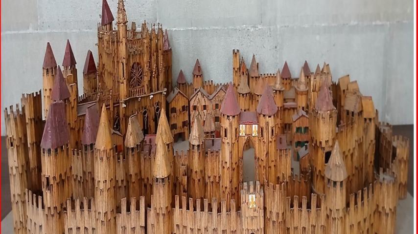 Maquette en allumettes de la Cité de Carcassonne
