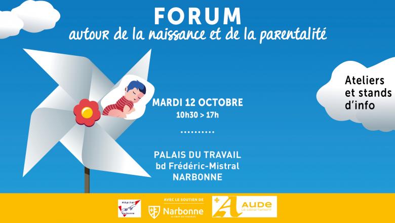affiche du forum autour de la naissance et de la parentalité 2021 Narbonne