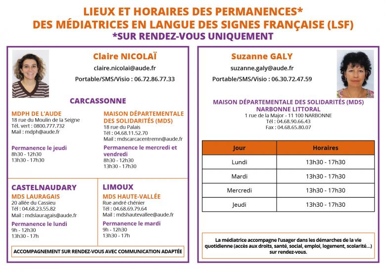 Lieux et horaires de permanences pour l'accueil sourds et malentendants de la MDPH