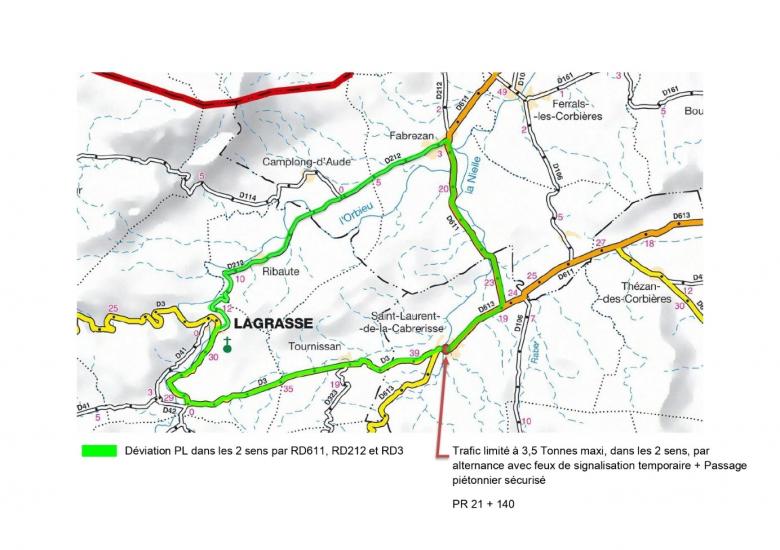 Plan de circulation pour la déviation du pont de la Nielle