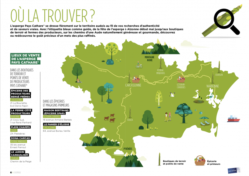 Carte pour trouver les points de vente de l'asperge Pays Cathare